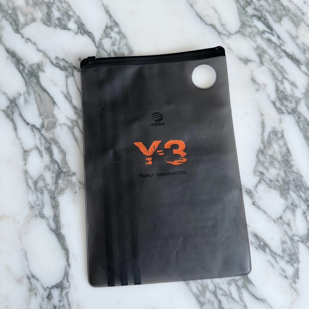 Y-3 Yohji Yamamoto Black Translucent Zipper Pouch Bag Orange Logo Accessory